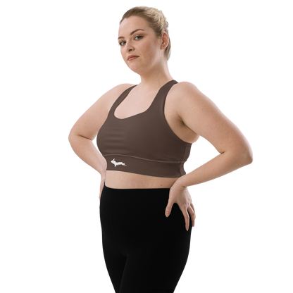 Michigan Upper Peninsula Longline Sports Bra (w/ UP Outline) | Hickory Color