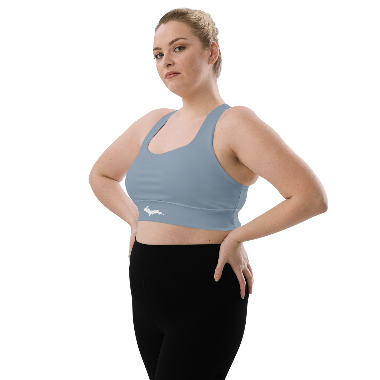 Michigan Upper Peninsula Longline Sports Bra (w/ UP Outline) | B-24 Grey