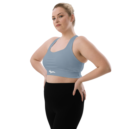 Michigan Upper Peninsula Longline Sports Bra (w/ UP Outline) | B-24 Grey