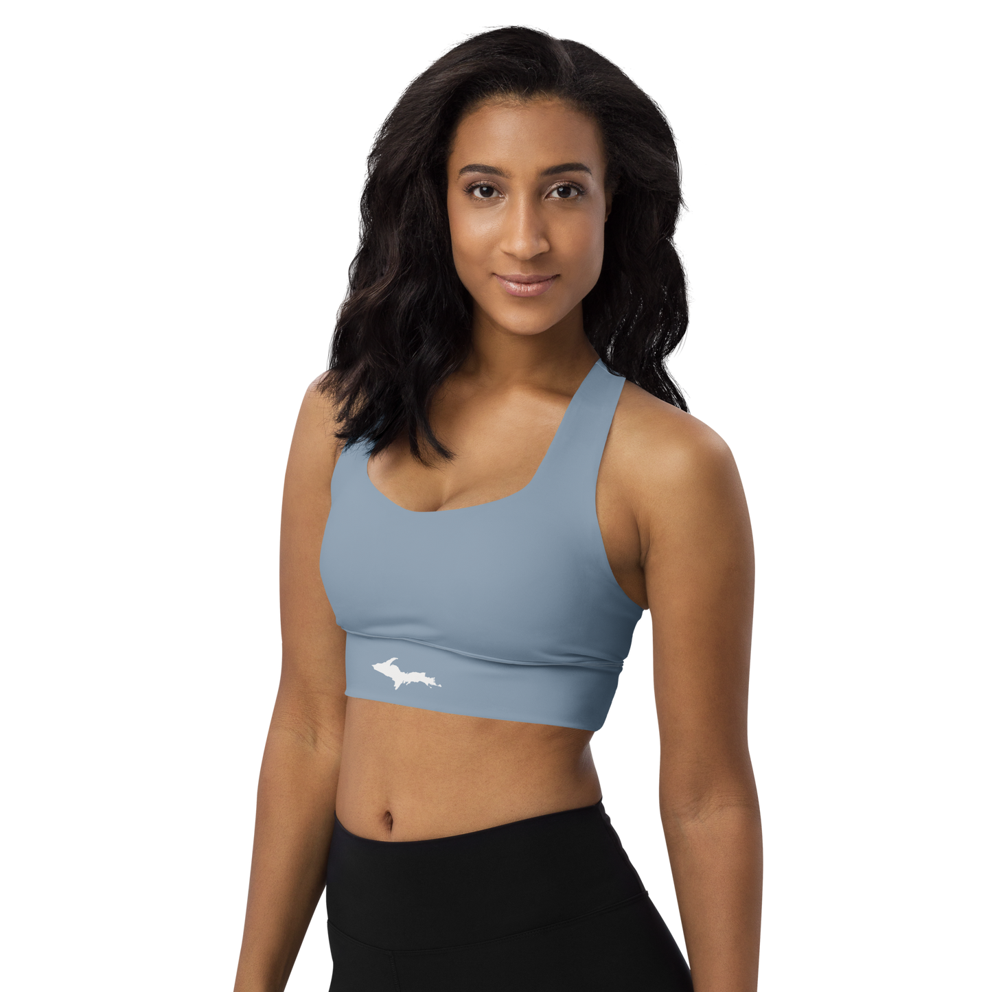 Michigan Upper Peninsula Longline Sports Bra (w/ UP Outline) | B-24 Grey