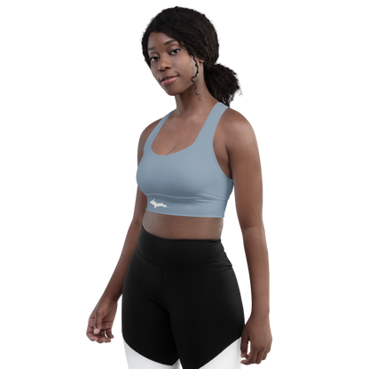 Michigan Upper Peninsula Longline Sports Bra (w/ UP Outline) | B-24 Grey