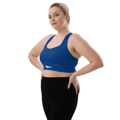 Michigan Upper Peninsula Longline Sports Bra (w/ UP Outline) | Dearborn Blue