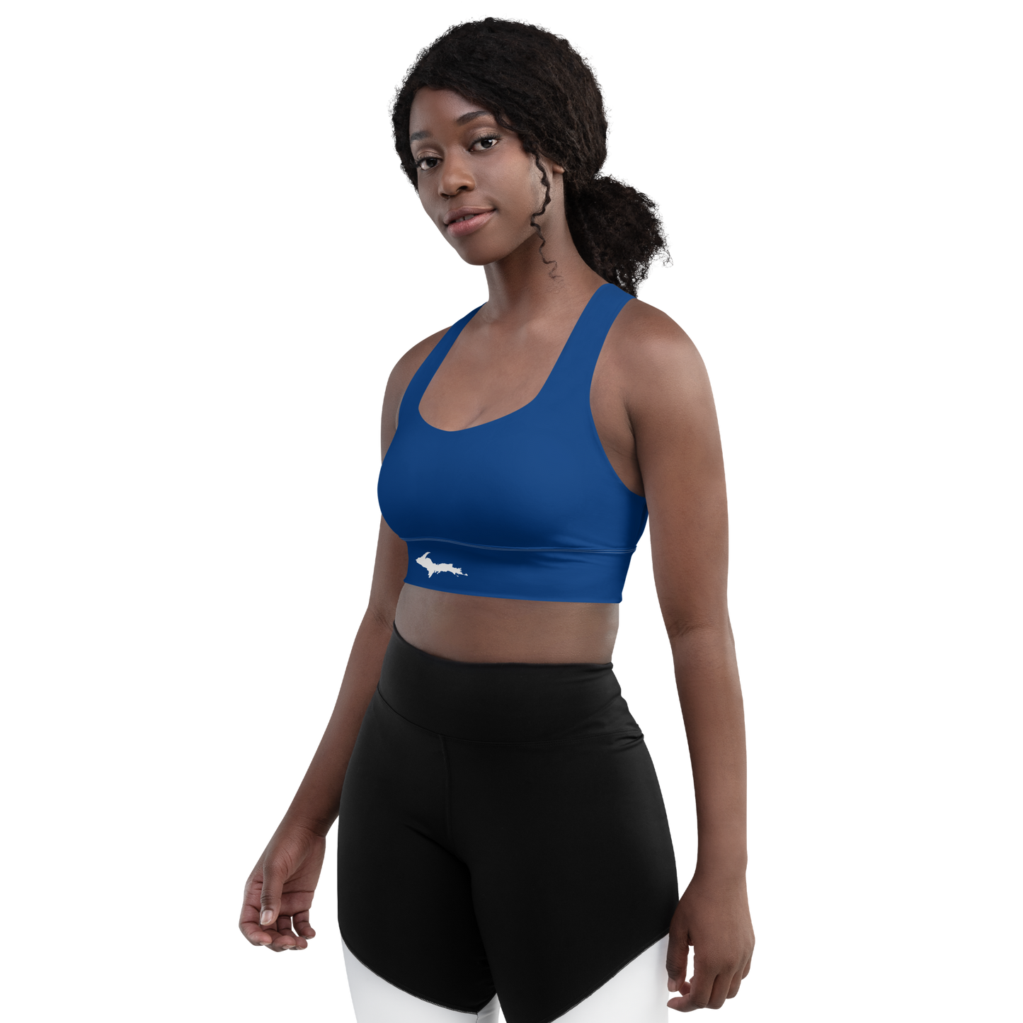 Michigan Upper Peninsula Longline Sports Bra (w/ UP Outline) | Dearborn Blue