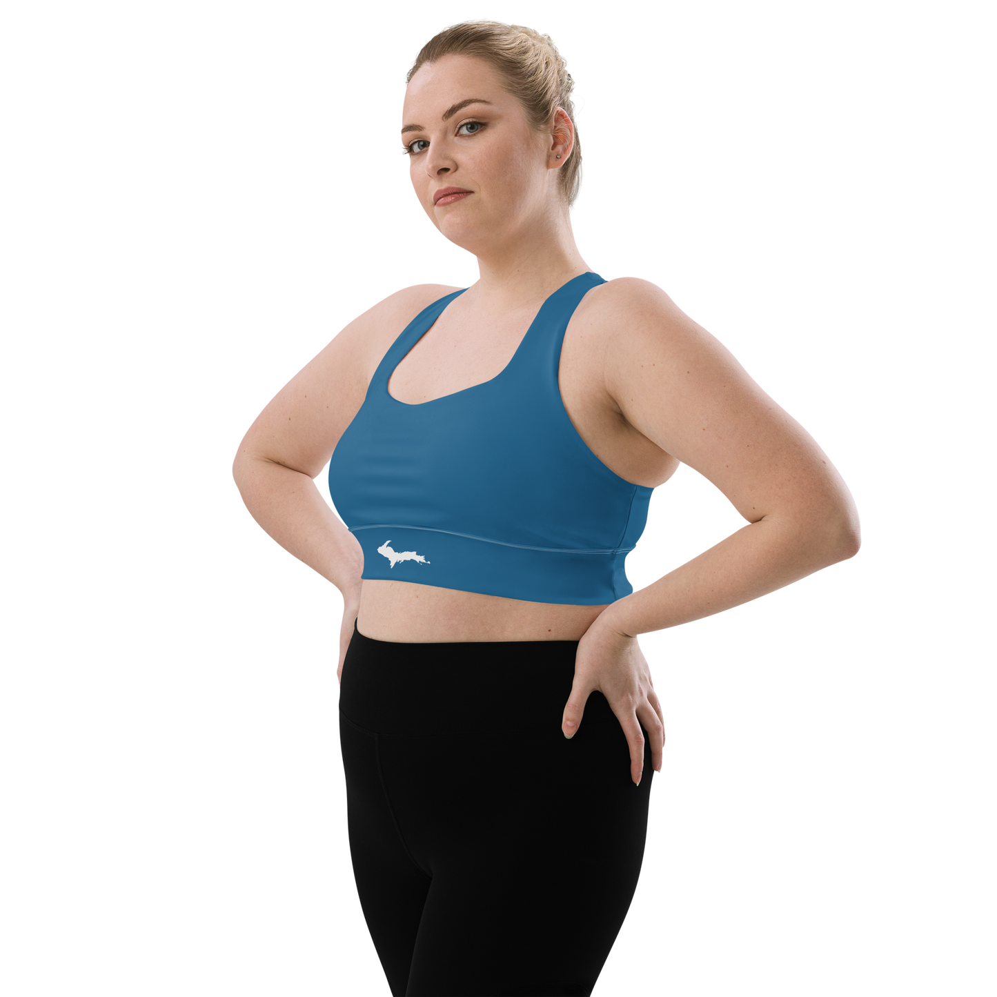 Michigan Upper Peninsula Longline Sports Bra (w/ UP Outline) | Blueberry