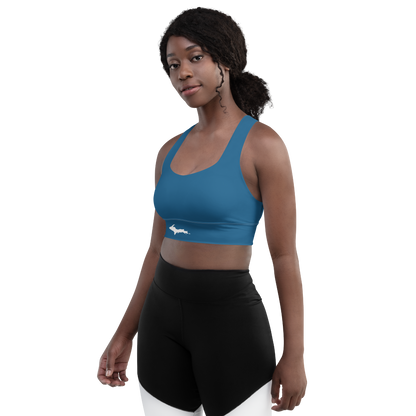 Michigan Upper Peninsula Longline Sports Bra (w/ UP Outline) | Blueberry