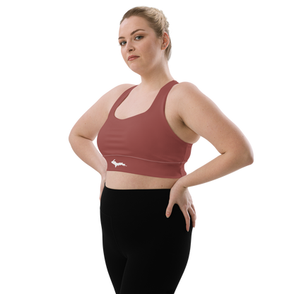 Michigan Upper Peninsula Longline Sports Bra (w/ UP Outline) | Ore Dock Red