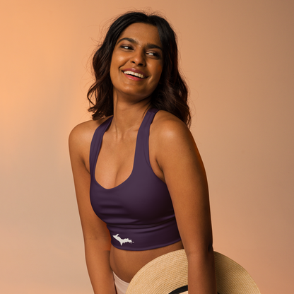 Michigan Upper Peninsula Longline Sports Bra (w/ UP Outline) | Blackcurrant