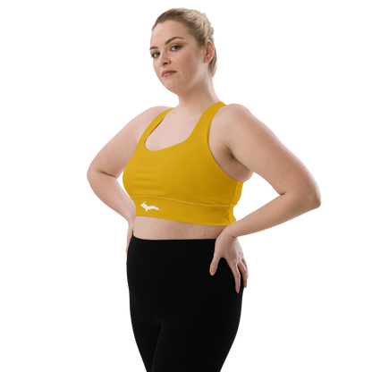 Michigan Upper Peninsula Longline Sports Bra (w/ UP Outline) | Gold