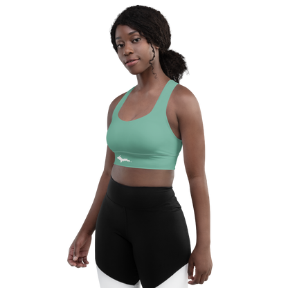 Michigan Upper Peninsula Longline Sports Bra (w/ UP Outline) | Tea Green