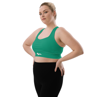 Michigan Upper Peninsula Longline Sports Bra (w/ UP Outline) | Emerald Green