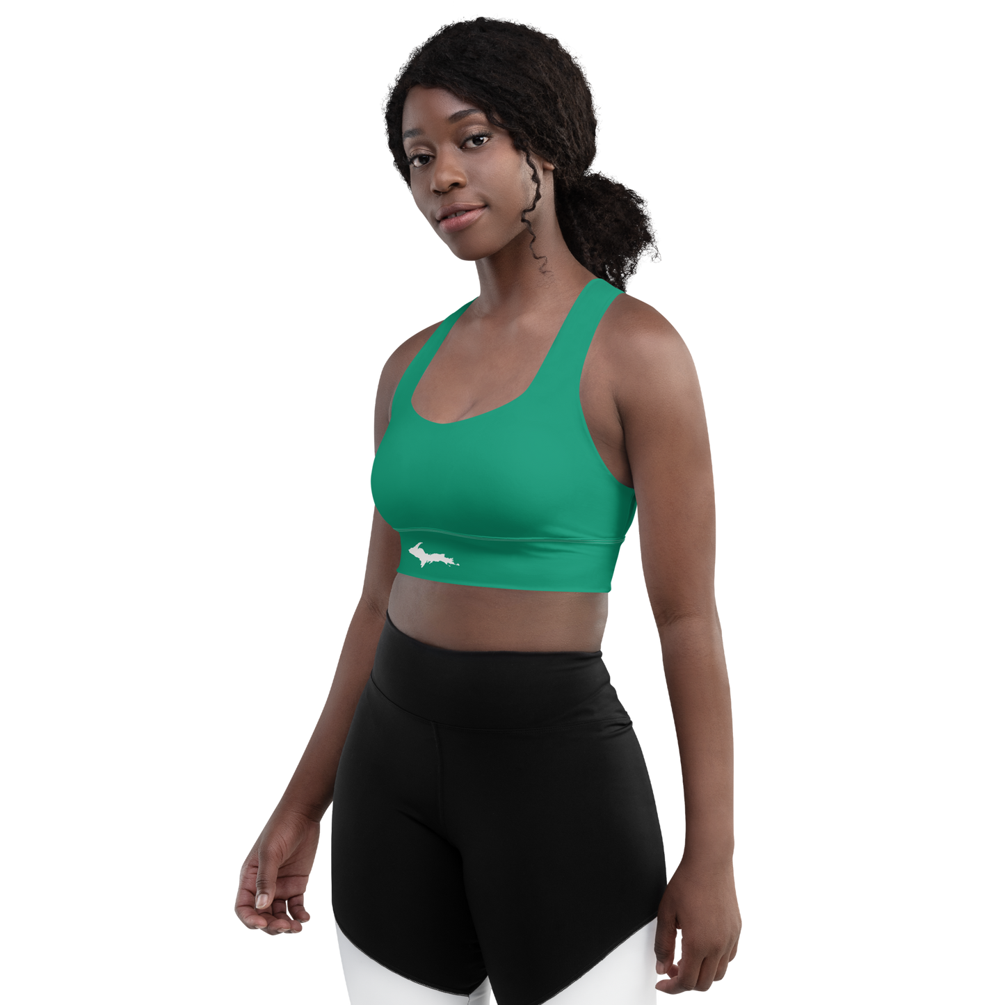 Michigan Upper Peninsula Longline Sports Bra (w/ UP Outline) | Emerald Green