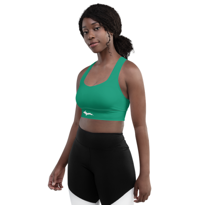 Michigan Upper Peninsula Longline Sports Bra (w/ UP Outline) | Emerald Green