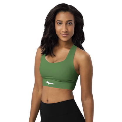 Michigan Upper Peninsula Longline Sports Bra (w/ UP Outline) | Army Green