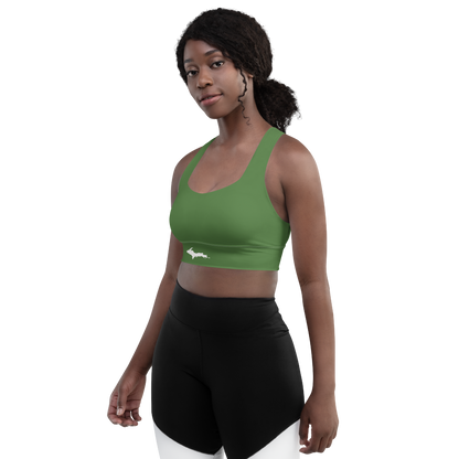 Michigan Upper Peninsula Longline Sports Bra (w/ UP Outline) | Army Green