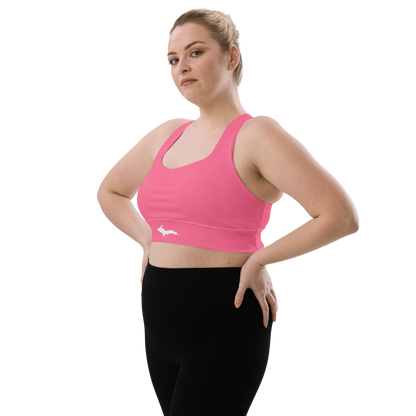 Michigan Upper Peninsula Longline Sports Bra (w/ UP Outline) | Rhodochrosite Pink