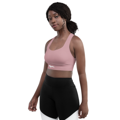 Michigan Upper Peninsula Longline Sports Bra (w/ UP Outline) | Cherry Blossom Pink