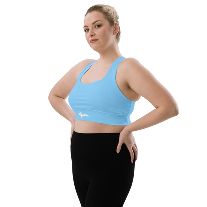 Michigan Upper Peninsula Longline Sports Bra (w/ UP Outline) | DTW Blue