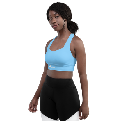 Michigan Upper Peninsula Longline Sports Bra (w/ UP Outline) | DTW Blue