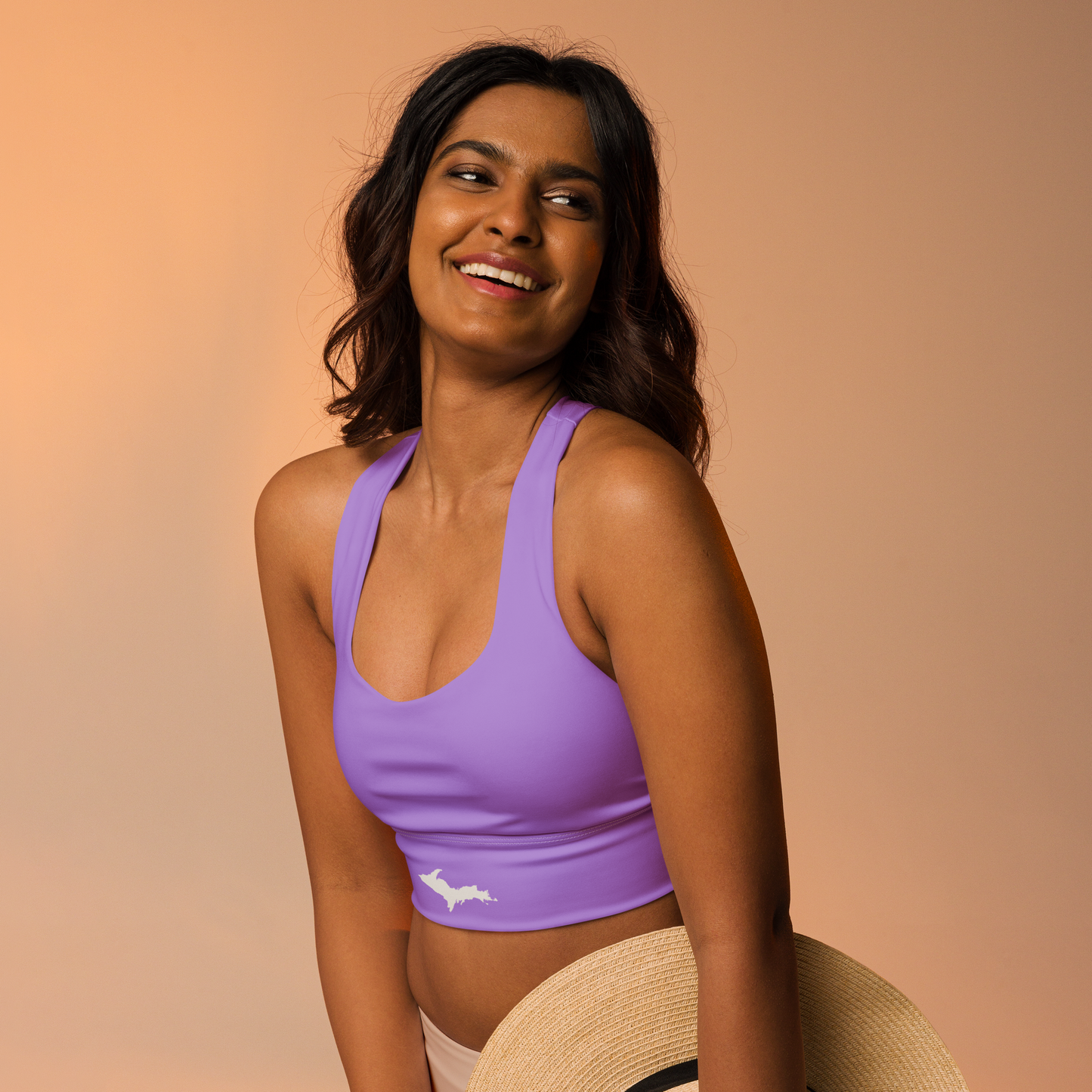 Michigan Upper Peninsula Longline Sports Bra (w/ UP Outline) | Lavender