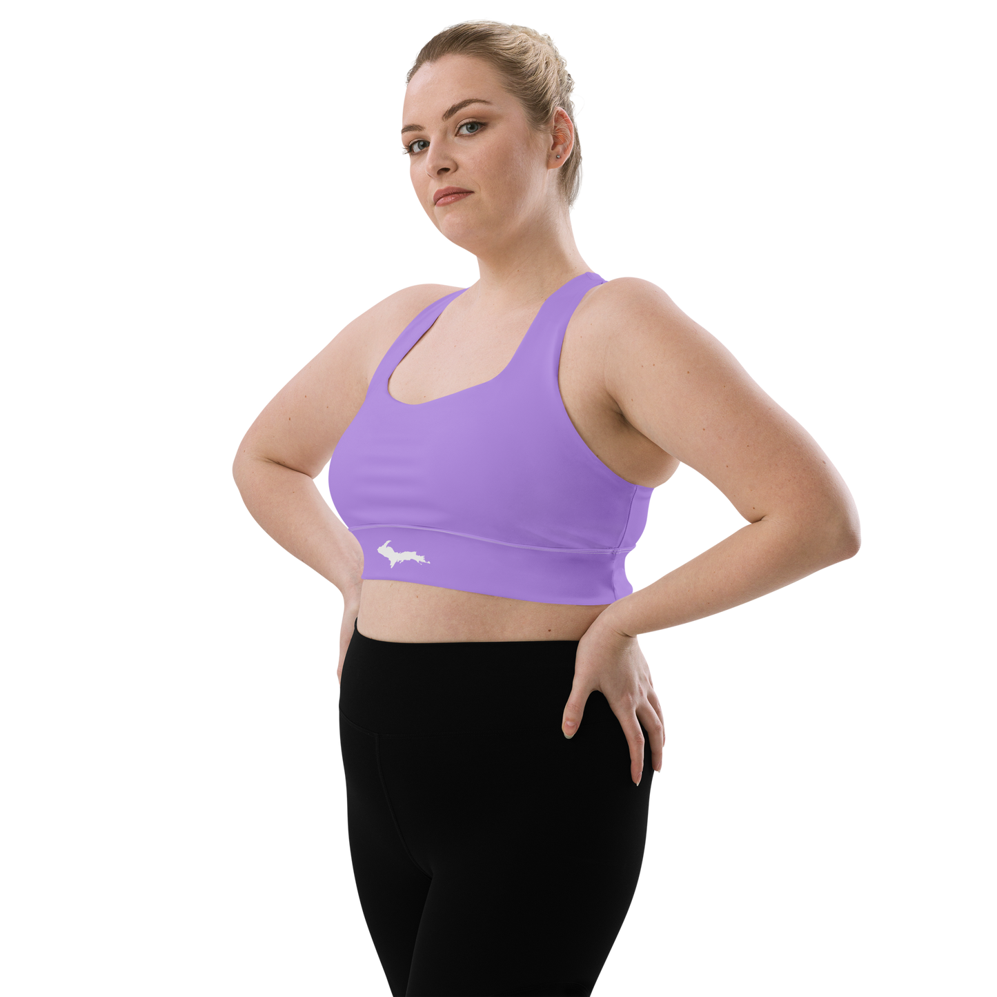 Michigan Upper Peninsula Longline Sports Bra (w/ UP Outline) | Lavender