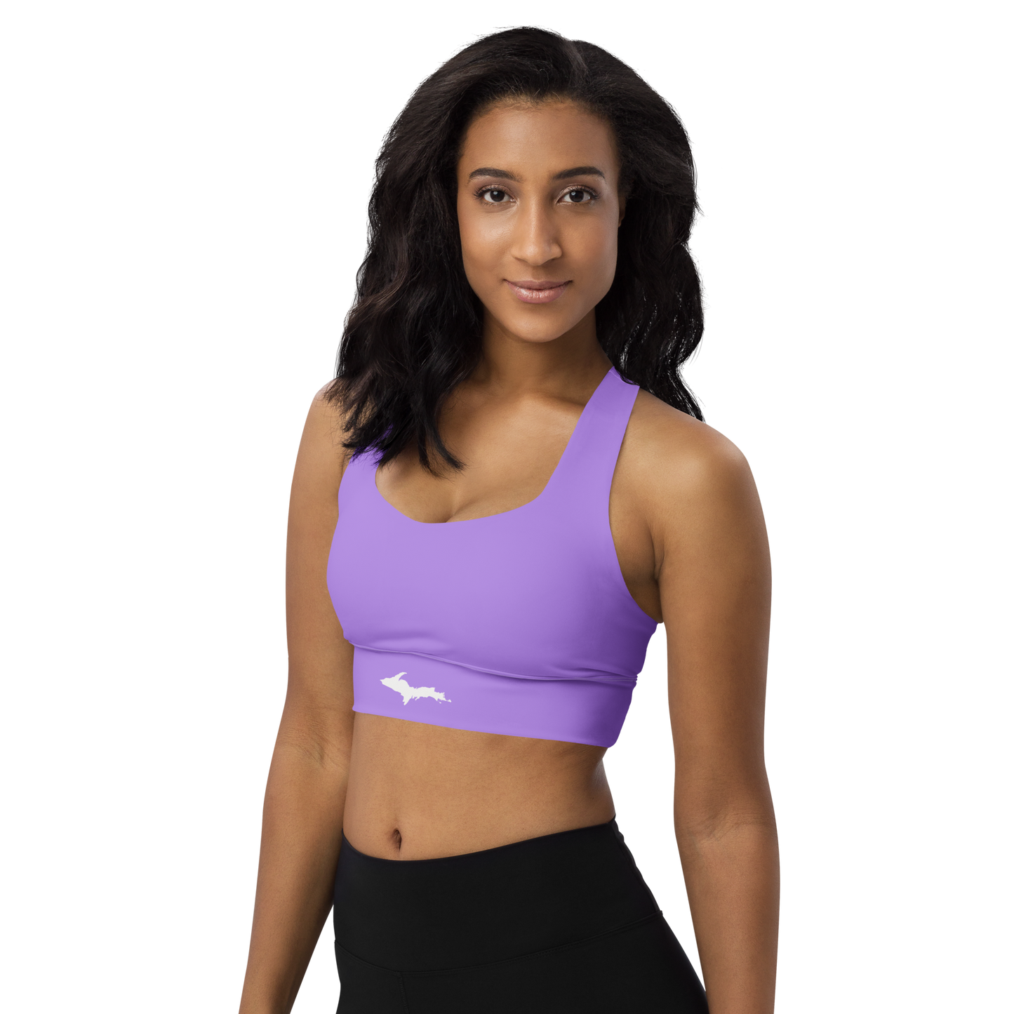 Michigan Upper Peninsula Longline Sports Bra (w/ UP Outline) | Lavender