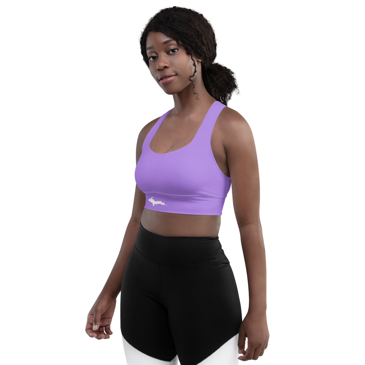 Michigan Upper Peninsula Longline Sports Bra (w/ UP Outline) | Lavender