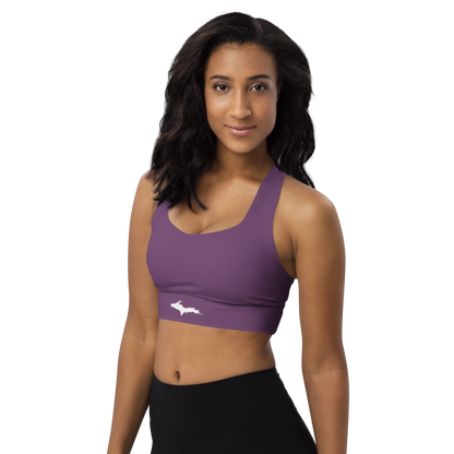 Michigan Upper Peninsula Longline Sports Bra (w/ UP Outline) | Plum