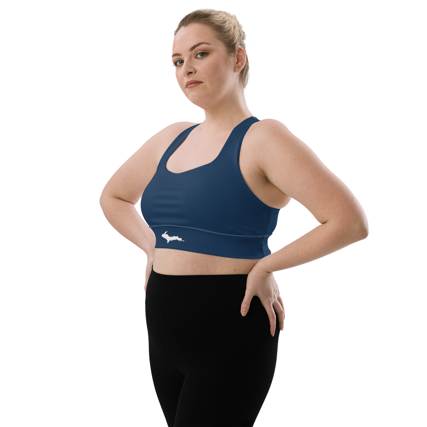 Michigan Upper Peninsula Longline Sports Bra (w/ UP Outline) | Navy