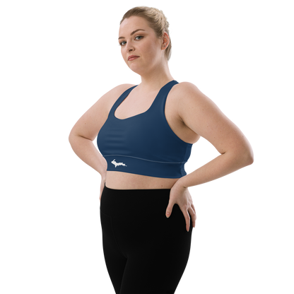 Michigan Upper Peninsula Longline Sports Bra (w/ UP Outline) | Navy