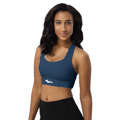 Michigan Upper Peninsula Longline Sports Bra (w/ UP Outline) | Navy