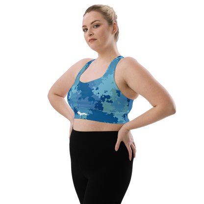 Michigan Upper Peninsula Longline Sports Bra (w/ UP Outline) | Great Lakes Camo