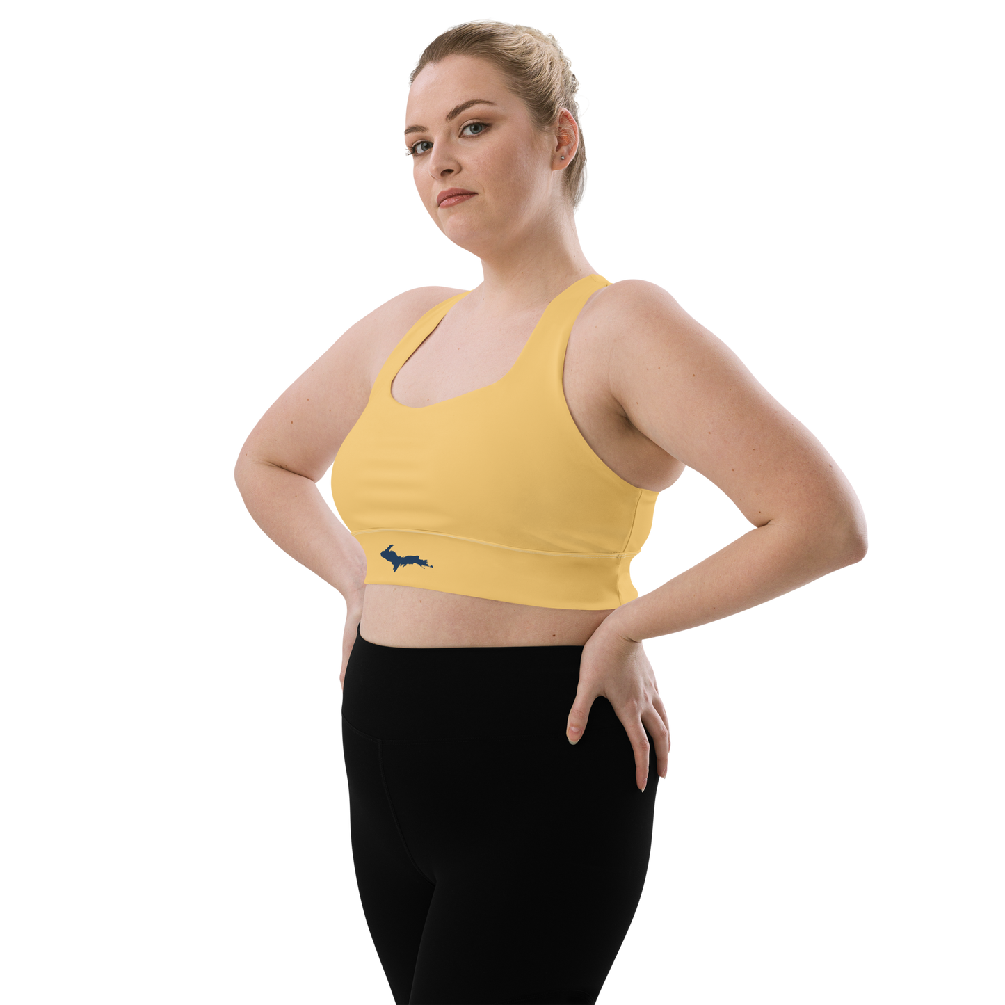 Michigan Upper Peninsula Longline Sports Bra (w/ UP Outline) | Citrine