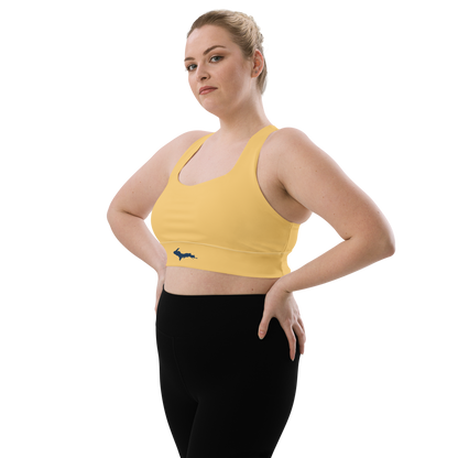 Michigan Upper Peninsula Longline Sports Bra (w/ UP Outline) | Citrine