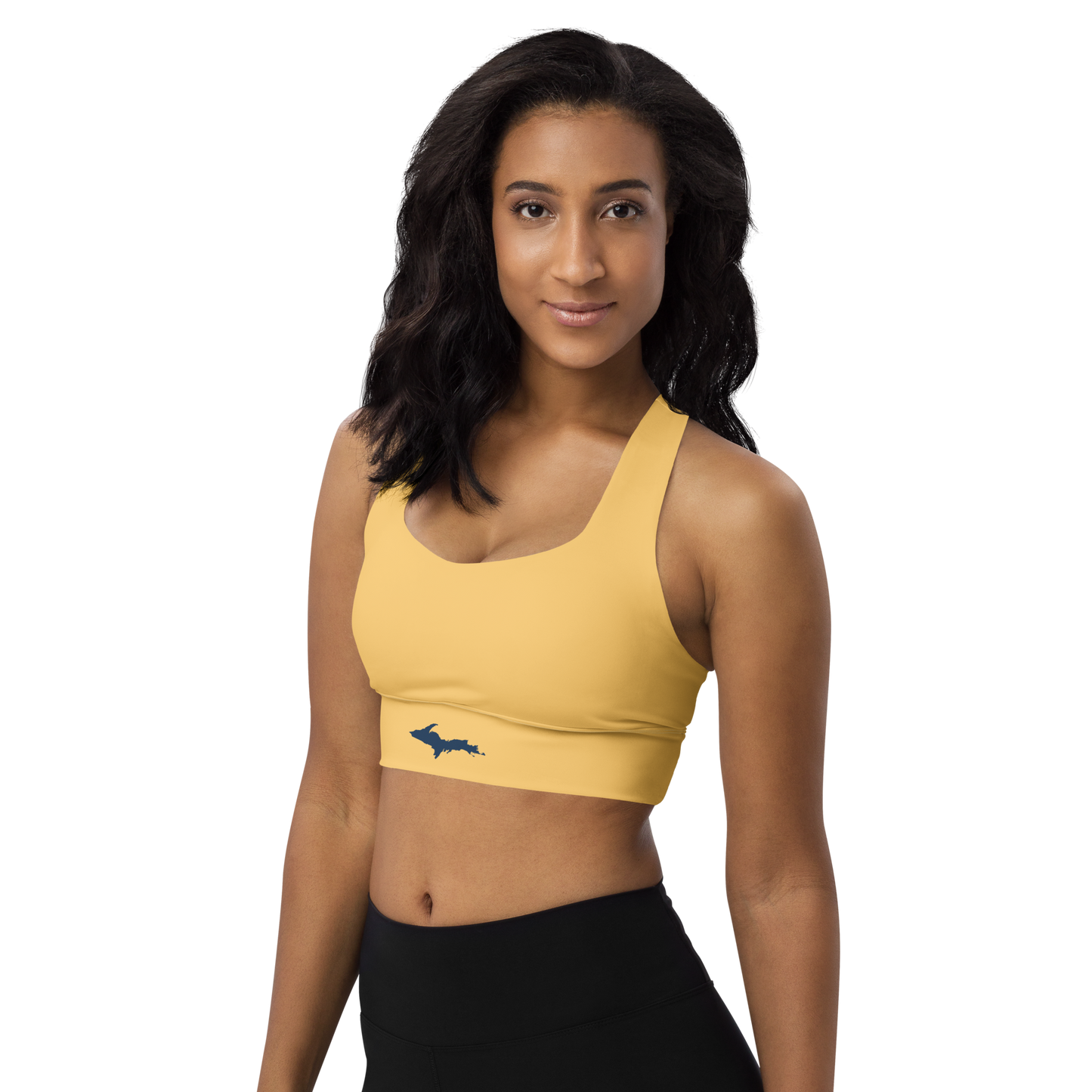 Michigan Upper Peninsula Longline Sports Bra (w/ UP Outline) | Citrine