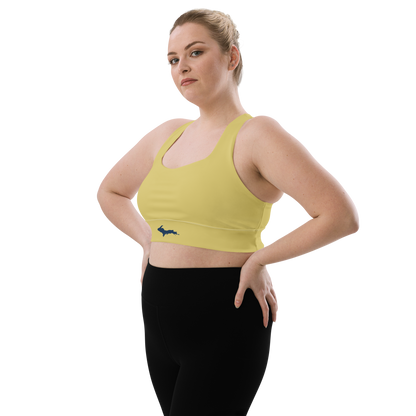 Michigan Upper Peninsula Longline Sports Bra (w/ UP Outline) | Plum Yellow