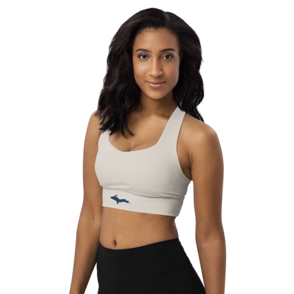 Michigan Upper Peninsula Longline Sports Bra (w/ UP Outline) | Canvas Color