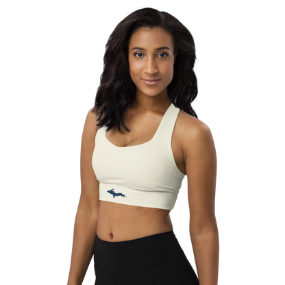 Michigan Upper Peninsula Longline Sports Bra (w/ UP Outline) | Ivory White