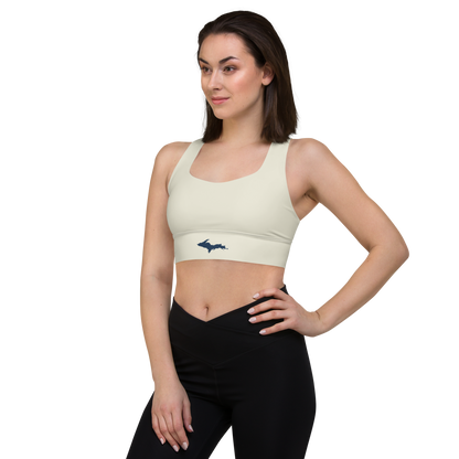 Michigan Upper Peninsula Longline Sports Bra (w/ UP Outline) | Ivory White