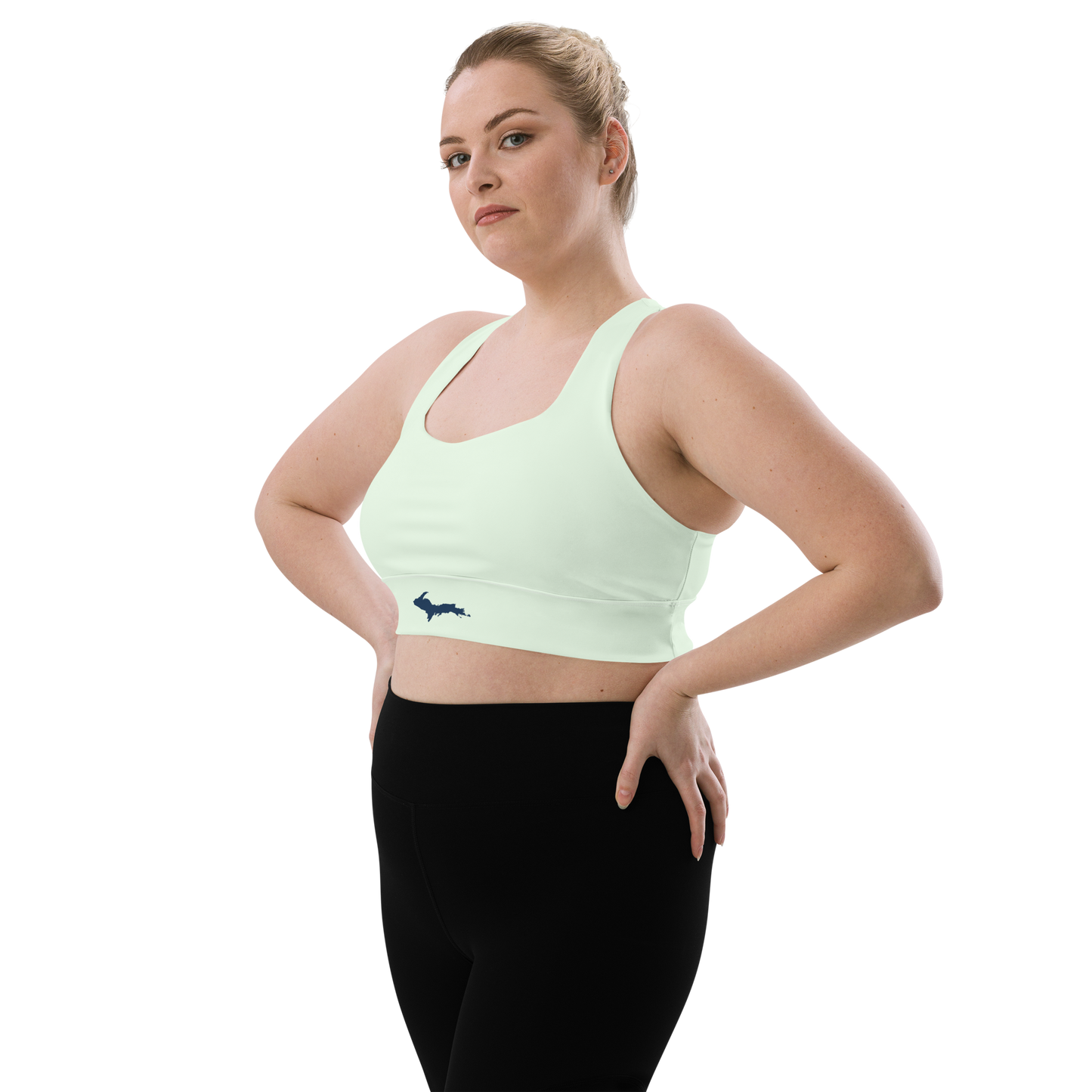 Michigan Upper Peninsula Longline Sports Bra (w/ UP Outline) | Dew Green