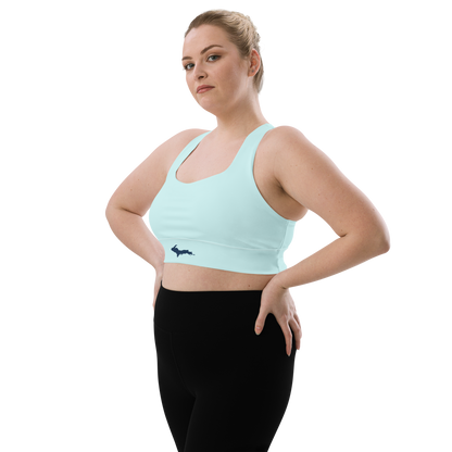 Michigan Upper Peninsula Longline Sports Bra (w/ UP Outline) | Cyan