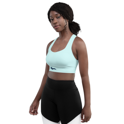 Michigan Upper Peninsula Longline Sports Bra (w/ UP Outline) | Cyan