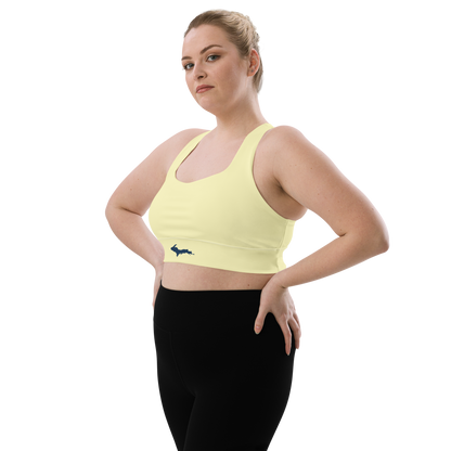 Michigan Upper Peninsula Longline Sports Bra (w/ UP Outline) | Canary Yellow