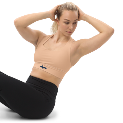 Michigan Upper Peninsula Longline Sports Bra (w/ UP Outline) | Peach