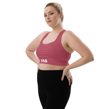 Detroit '313' Longline Sports Bra | Popstar Pink