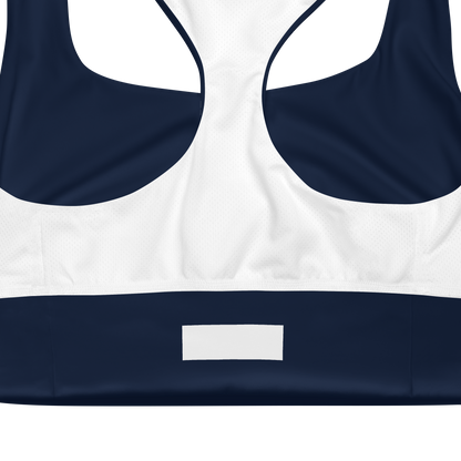 Michigan Upper Peninsula Longline Sports Bra (w/ UP USA Flag Outline) | Navy