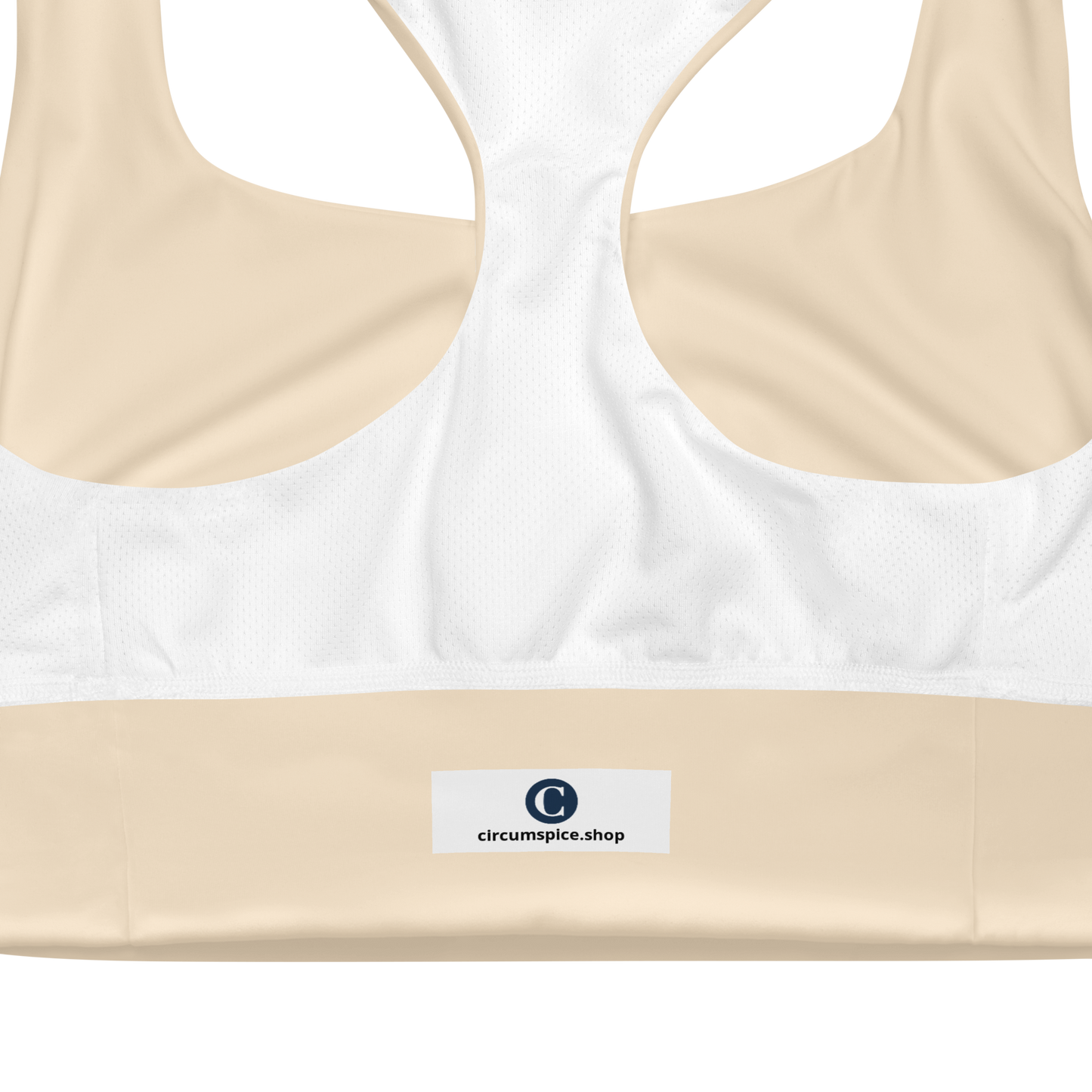 Michigan Upper Peninsula Longline Sports Bra (w/ UP USA Flag) | Champagne White