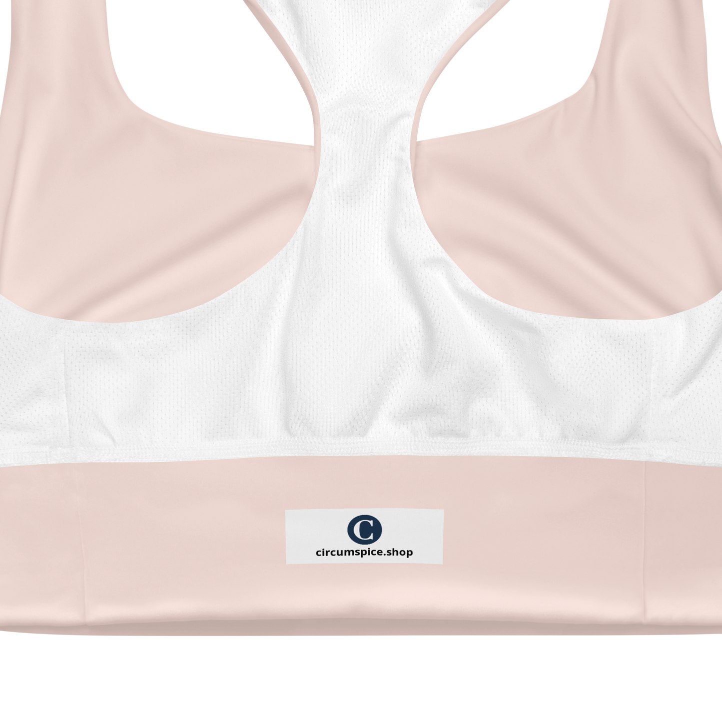 Michigan Upper Peninsula Longline Sports Bra (w/ UP USA Flag) | Champagne Pink