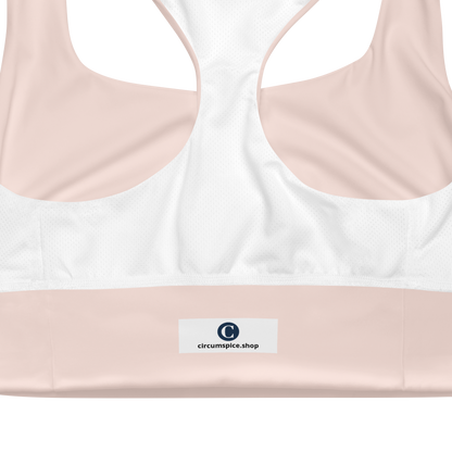 Michigan Upper Peninsula Longline Sports Bra (w/ UP USA Flag) | Champagne Pink