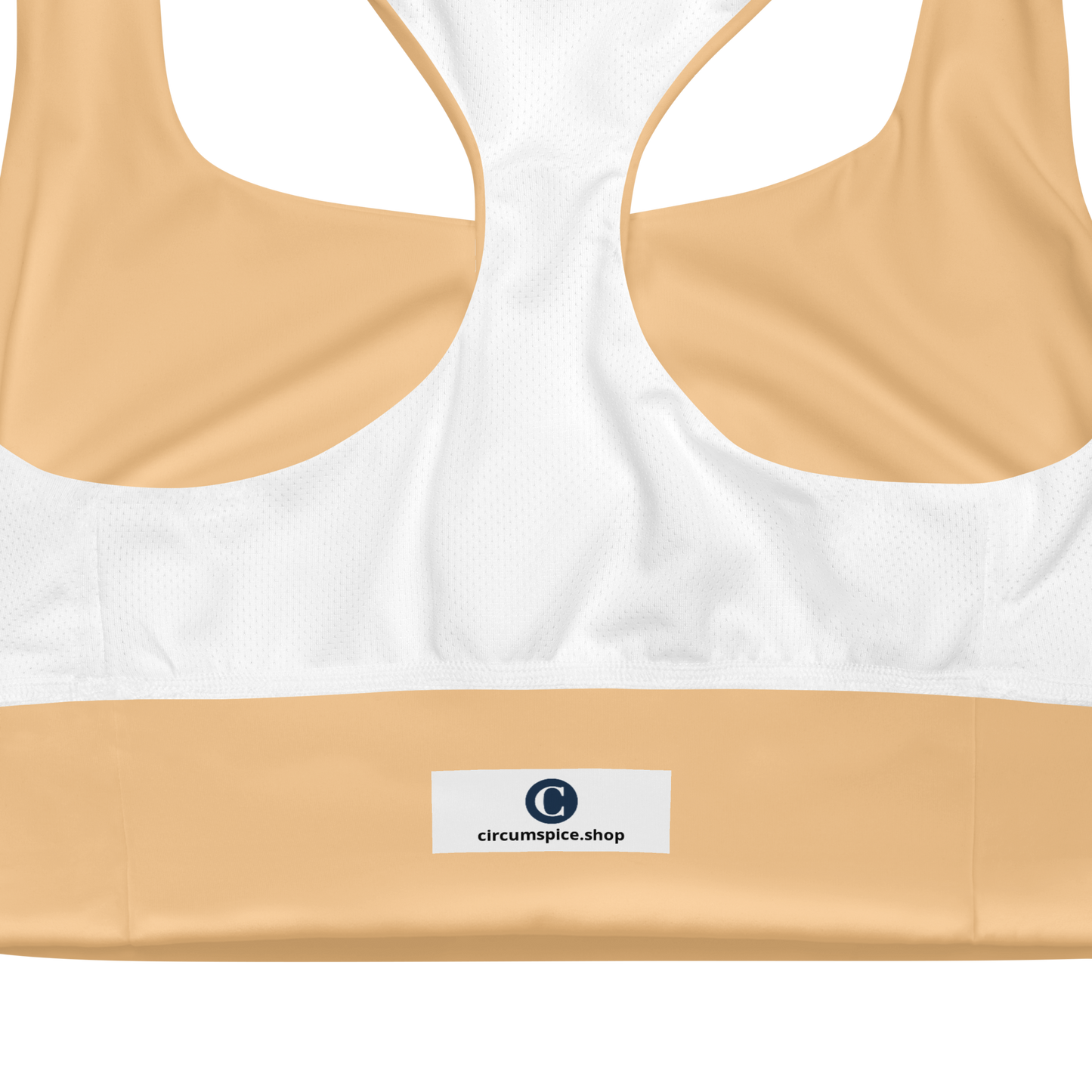 Michigan Upper Peninsula Longline Sports Bra (w/ UP USA Flag) | Pale Apricot