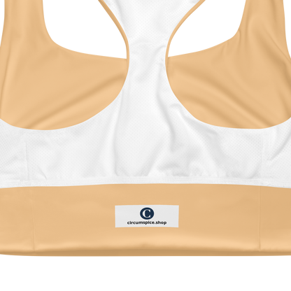 Michigan Upper Peninsula Longline Sports Bra (w/ UP USA Flag) | Pale Apricot